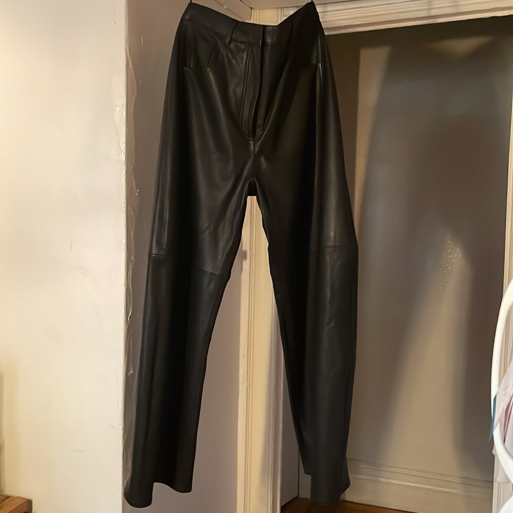 TIBI Bkack Leather Sid Pant - Picture 4 of 5